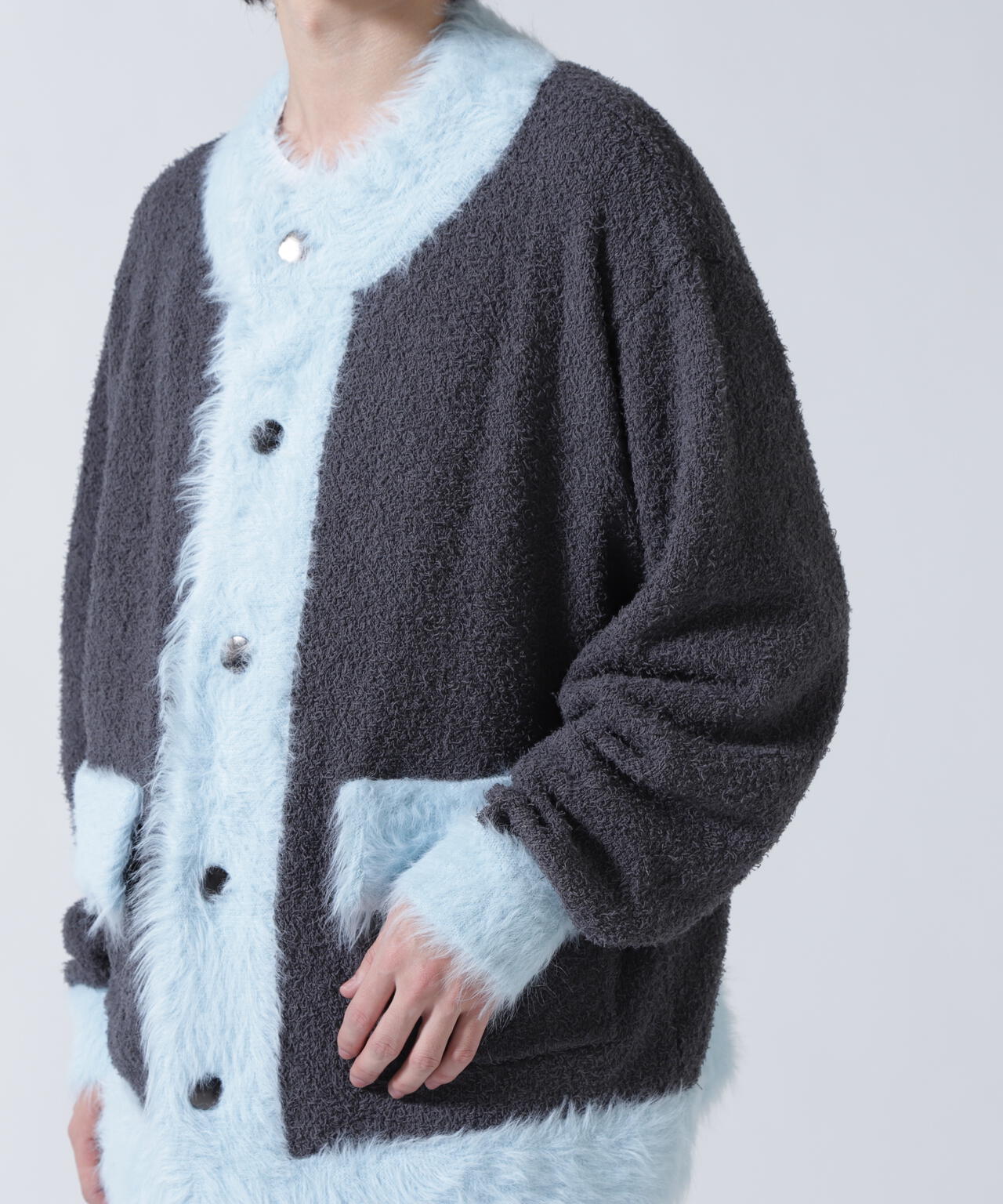 amok /アモク/COLLARLESS KNIT JACKET