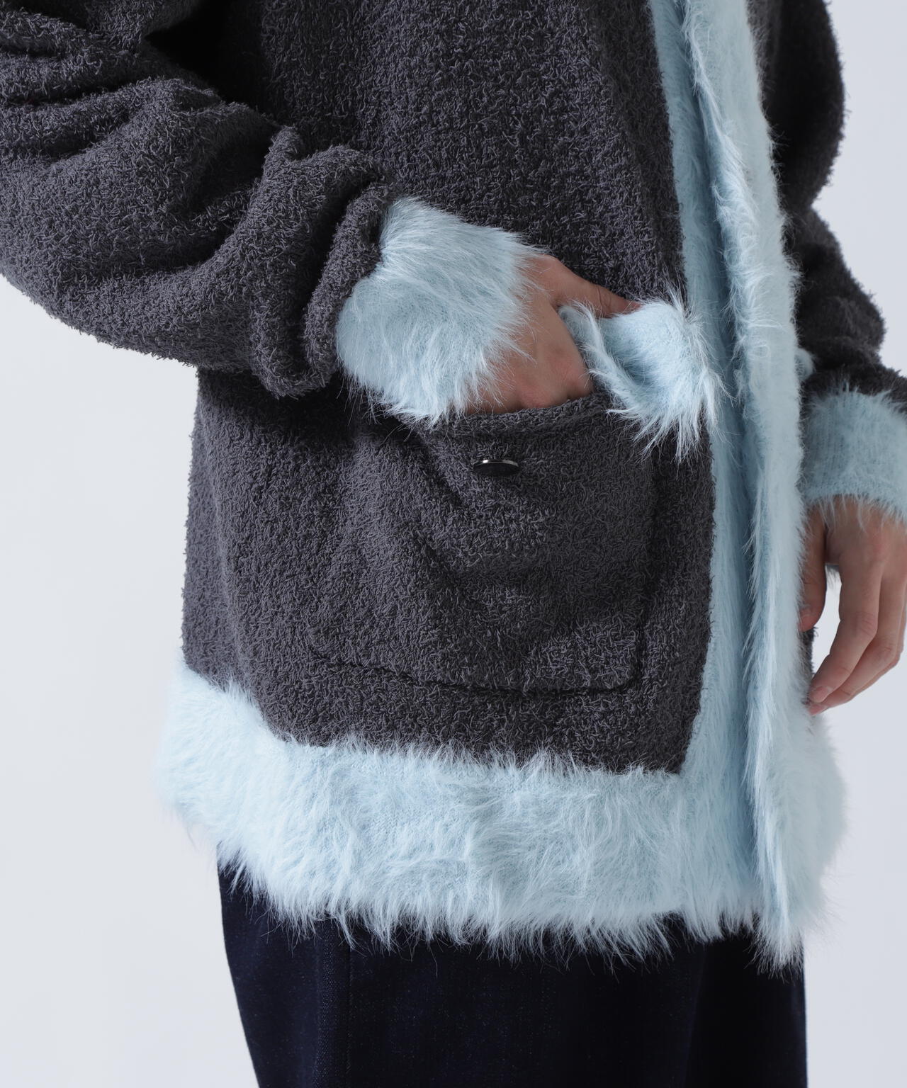 amok /アモク/COLLARLESS KNIT JACKET