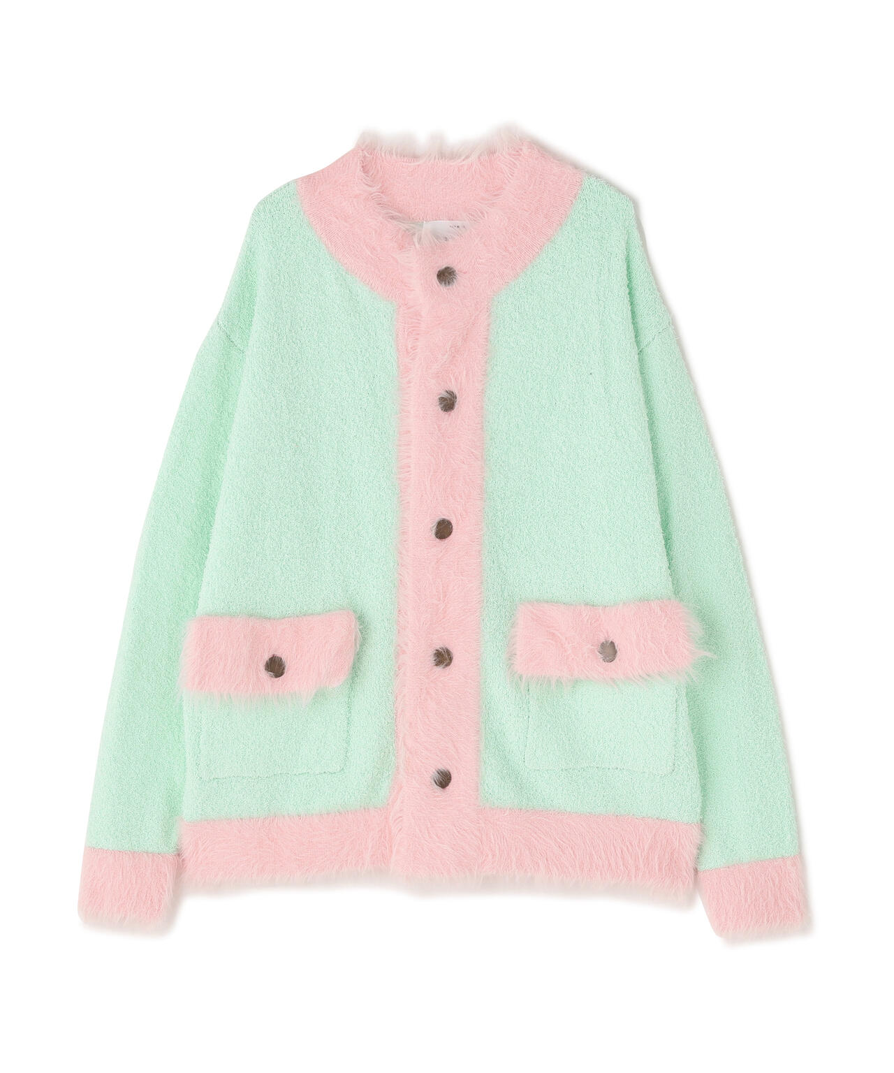 amok /アモク/COLLARLESS KNIT JACKET