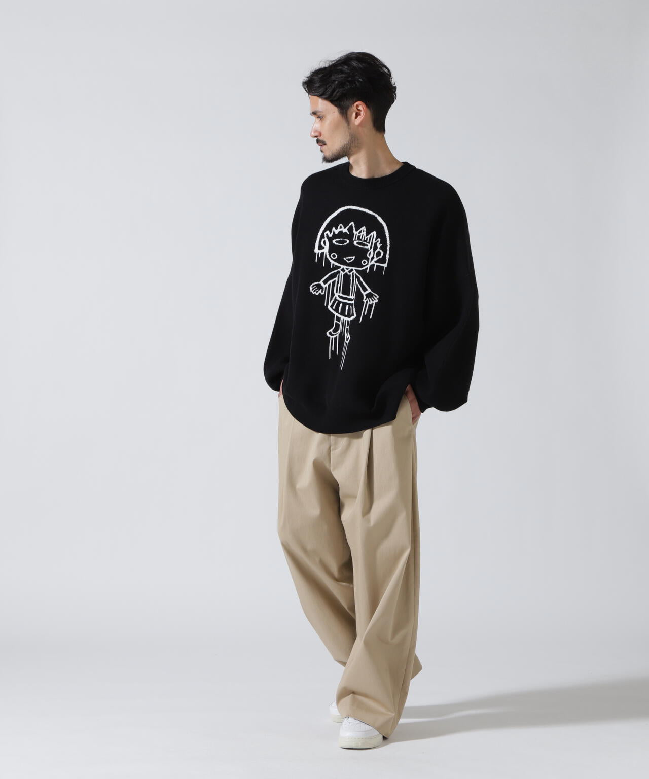 guernika×ちびまる子ちゃん/Drooping Maruko Knit sweater