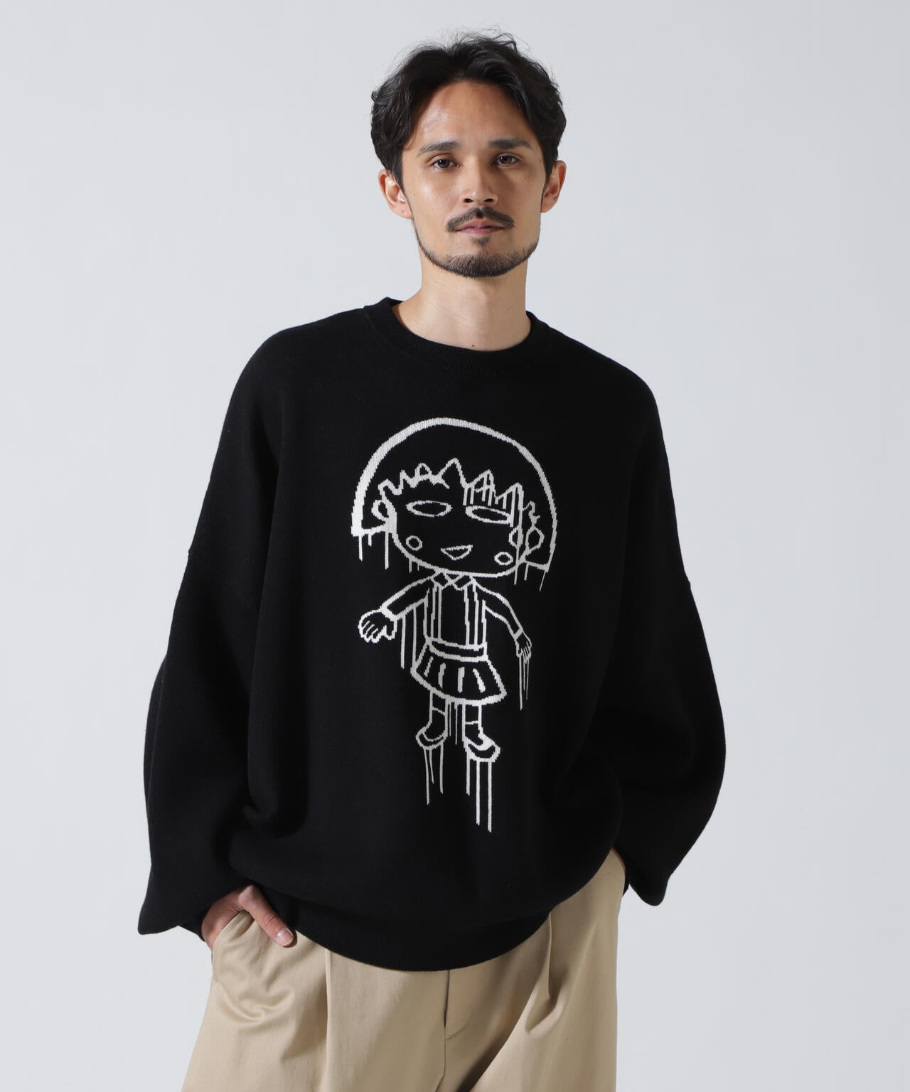 guernika×ちびまる子ちゃん/Drooping Maruko Knit sweater