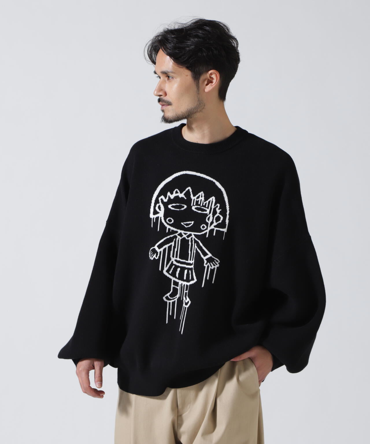 guernika×ちびまる子ちゃん/Drooping Maruko Knit sweater