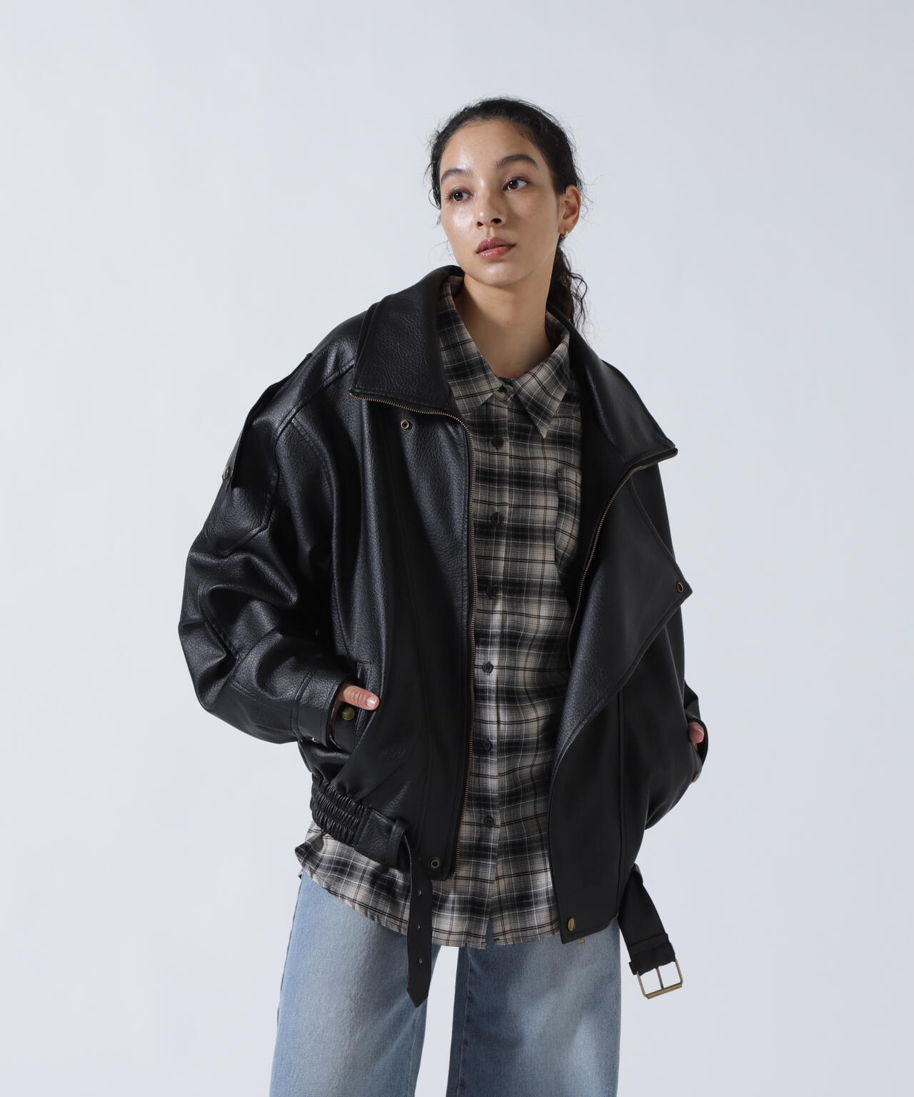 MITSUKI/ミツキ/フェイクレザーオーバージャケット