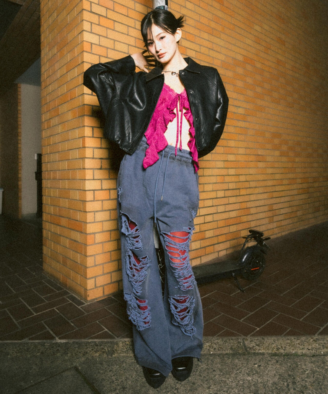 MITSUKI/ミツキ/シングルショートフェイクレザージャケット