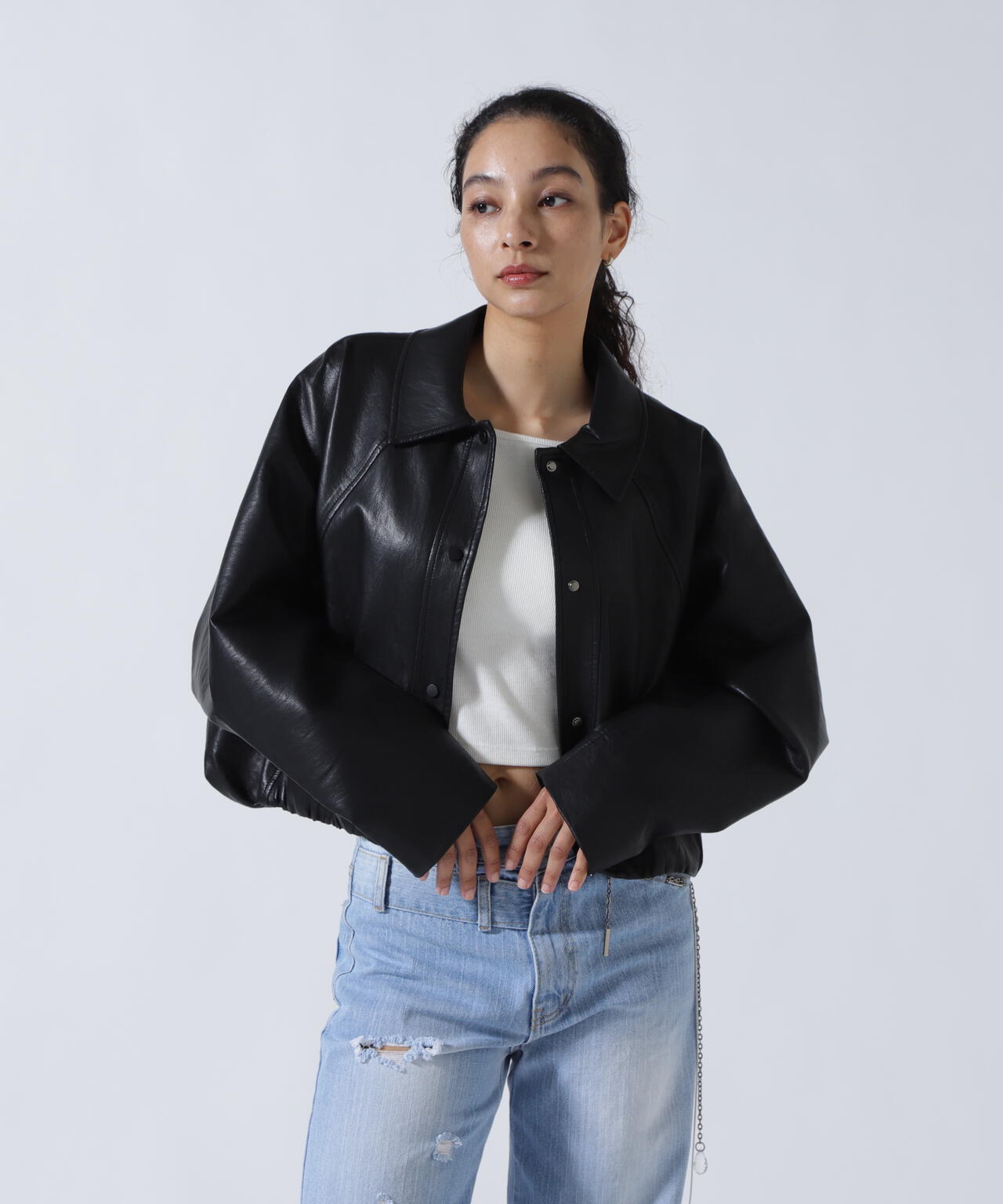 MITSUKI/ミツキ/シングルショートフェイクレザージャケット