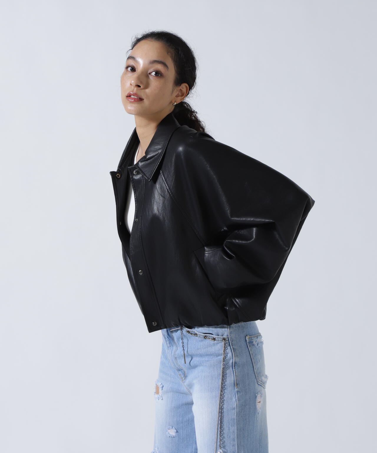 MITSUKI/ミツキ/シングルショートフェイクレザージャケット