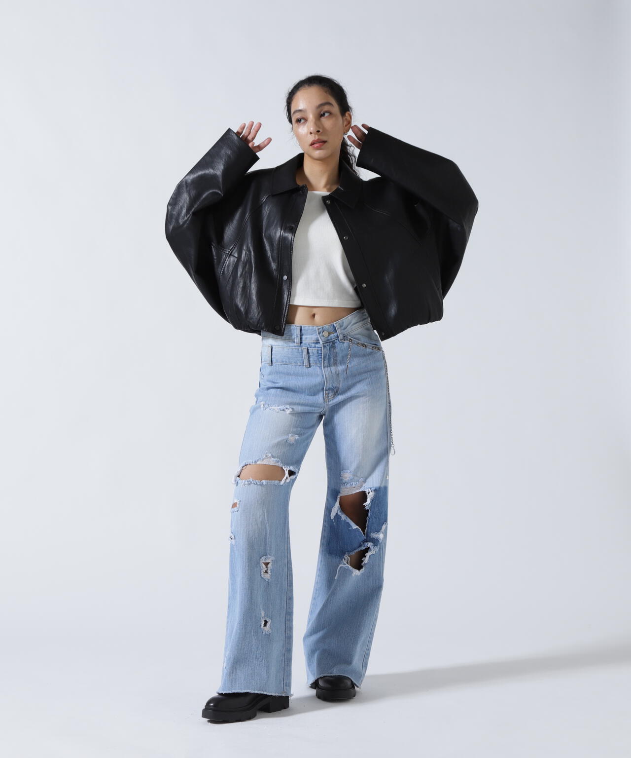 MITSUKI/ミツキ/シングルショートフェイクレザージャケット