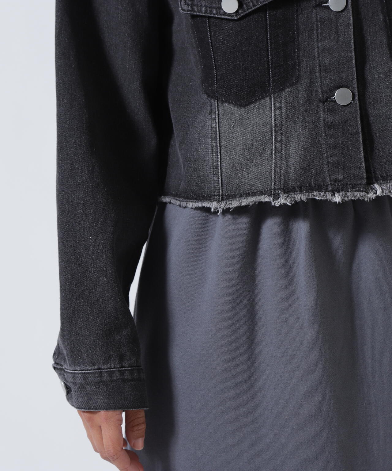 MITSUKI/ミツキ/切りっぱなしクロップドデニムジャケット