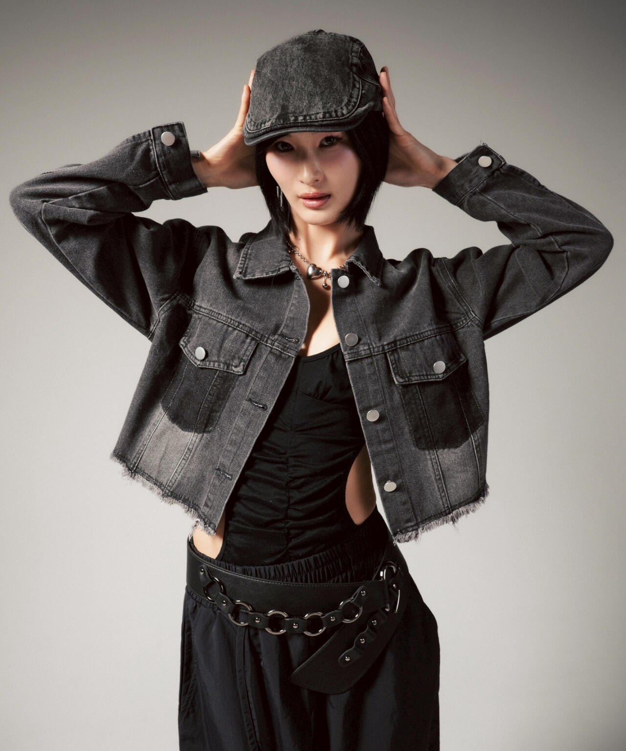 MITSUKI/ミツキ/切りっぱなしクロップドデニムジャケット