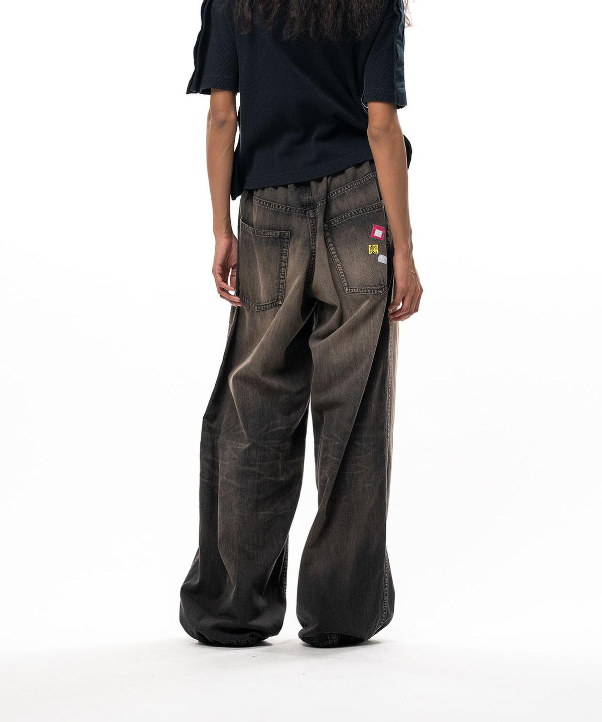 Maison MIHARAYASUHIRO/PRICE STICKER PRINTED WIDE DENIM PANTS