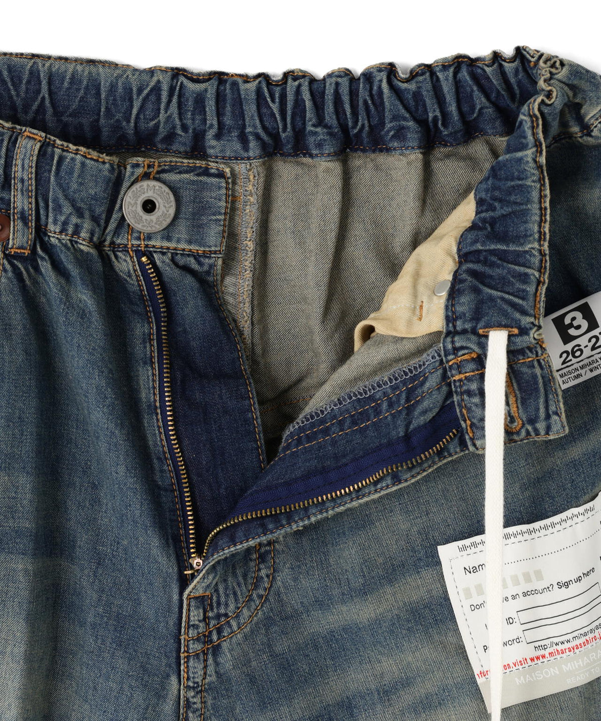 Maison MIHARAYASUHIRO/PRICE STICKER PRINTED WIDE DENIM PANTS