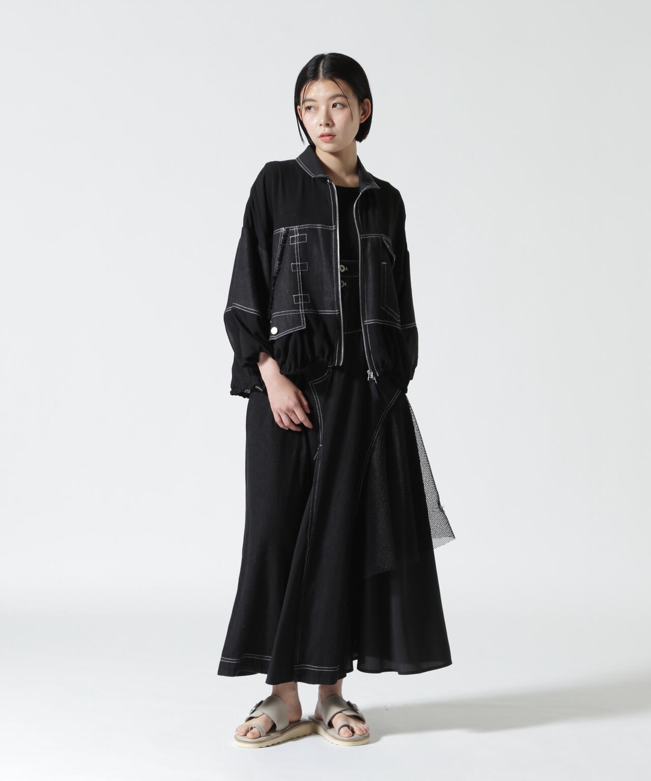 AULA AILA/アウラアイラ/2WAY 3FABRIC JUMPER SKIRT