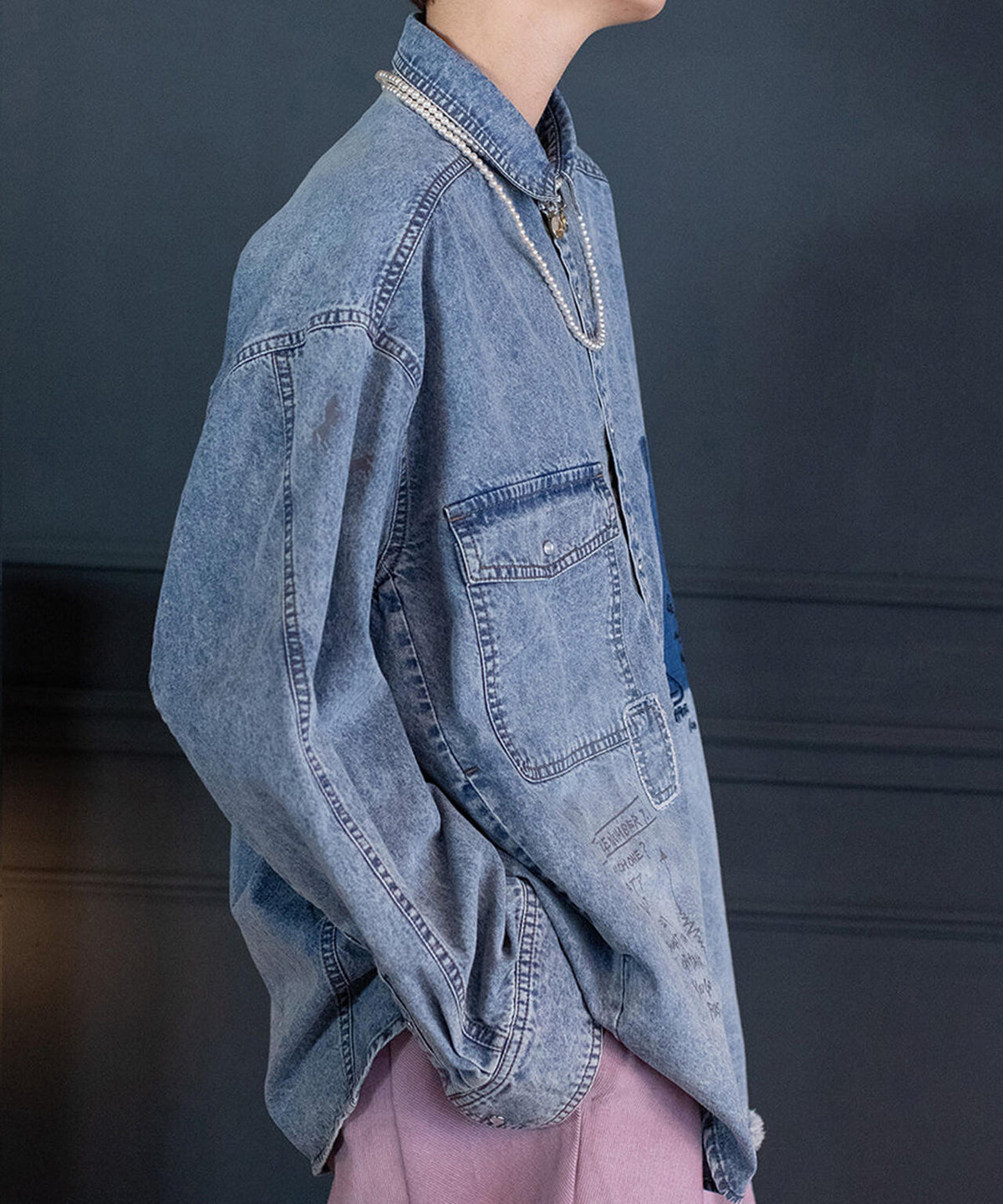 AULA AILA/アウラアイラ/GRAFFITI DENIM SHIRT