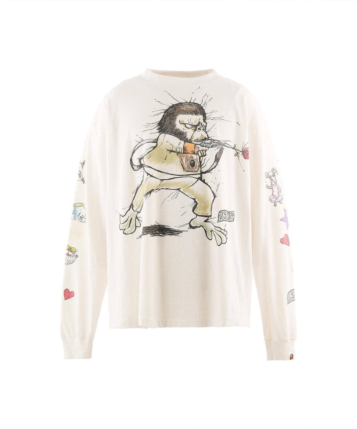 SAINT MICHAEL/セント マイケル/BAPE_LS T-SHIRT/RUNNING/WHITE