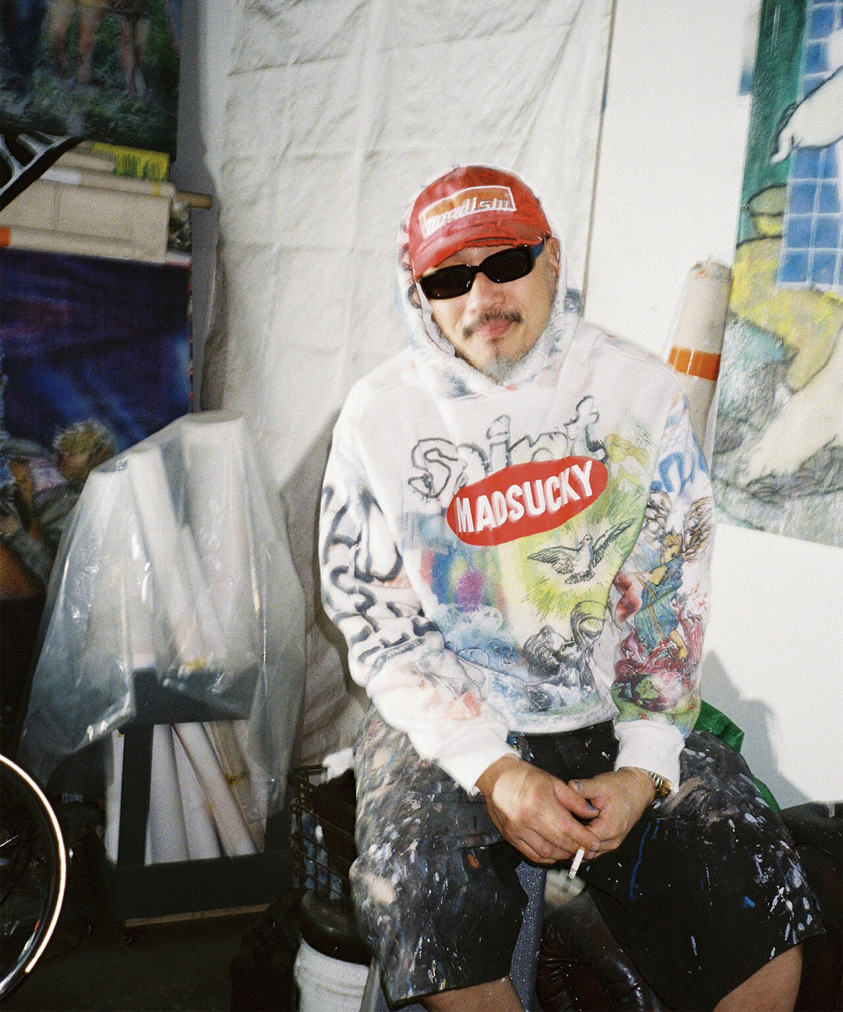 SAINT MICHAEL/セントマイケル/MDS_DBL FACE HOODIE/MADSUCKY/WHITE
