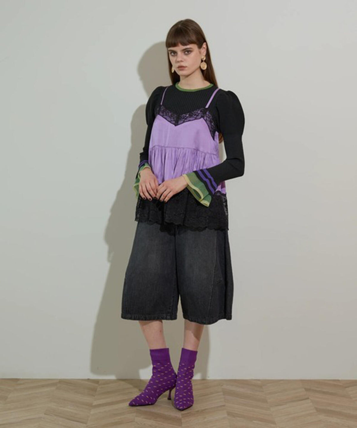 anna sui nyc/アナ スイ エヌワイシー/レースサテンキャミソール