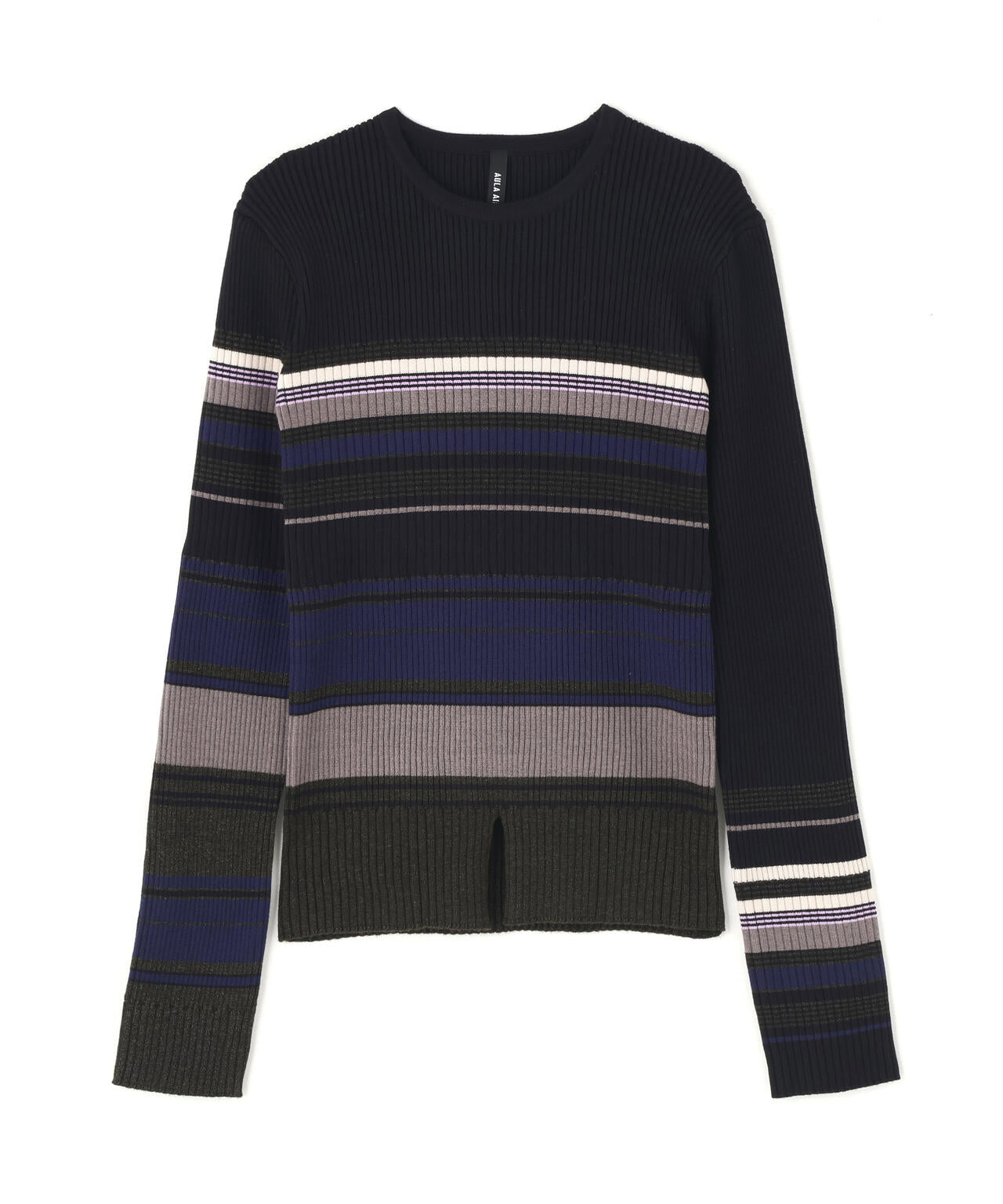 ASYMMETRY BORDER RIB KNIT