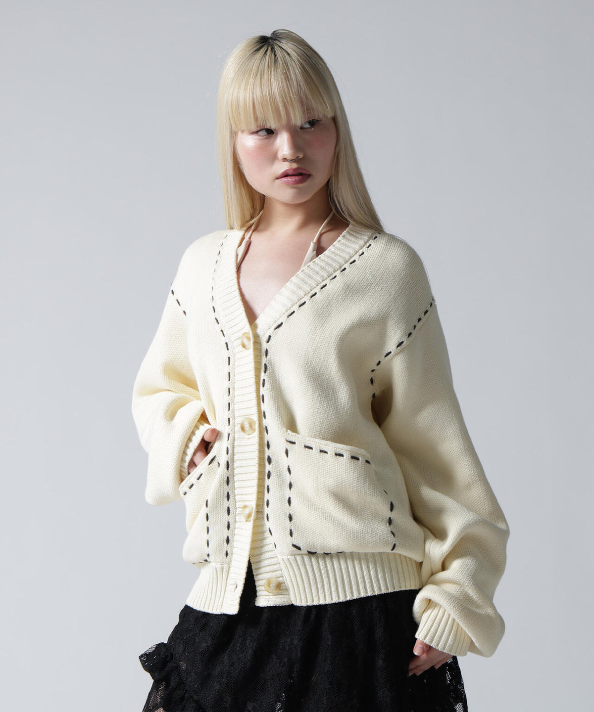 FR(13)NDS/フレンズ/WOMEN STITCH KNIT CARDIGAN