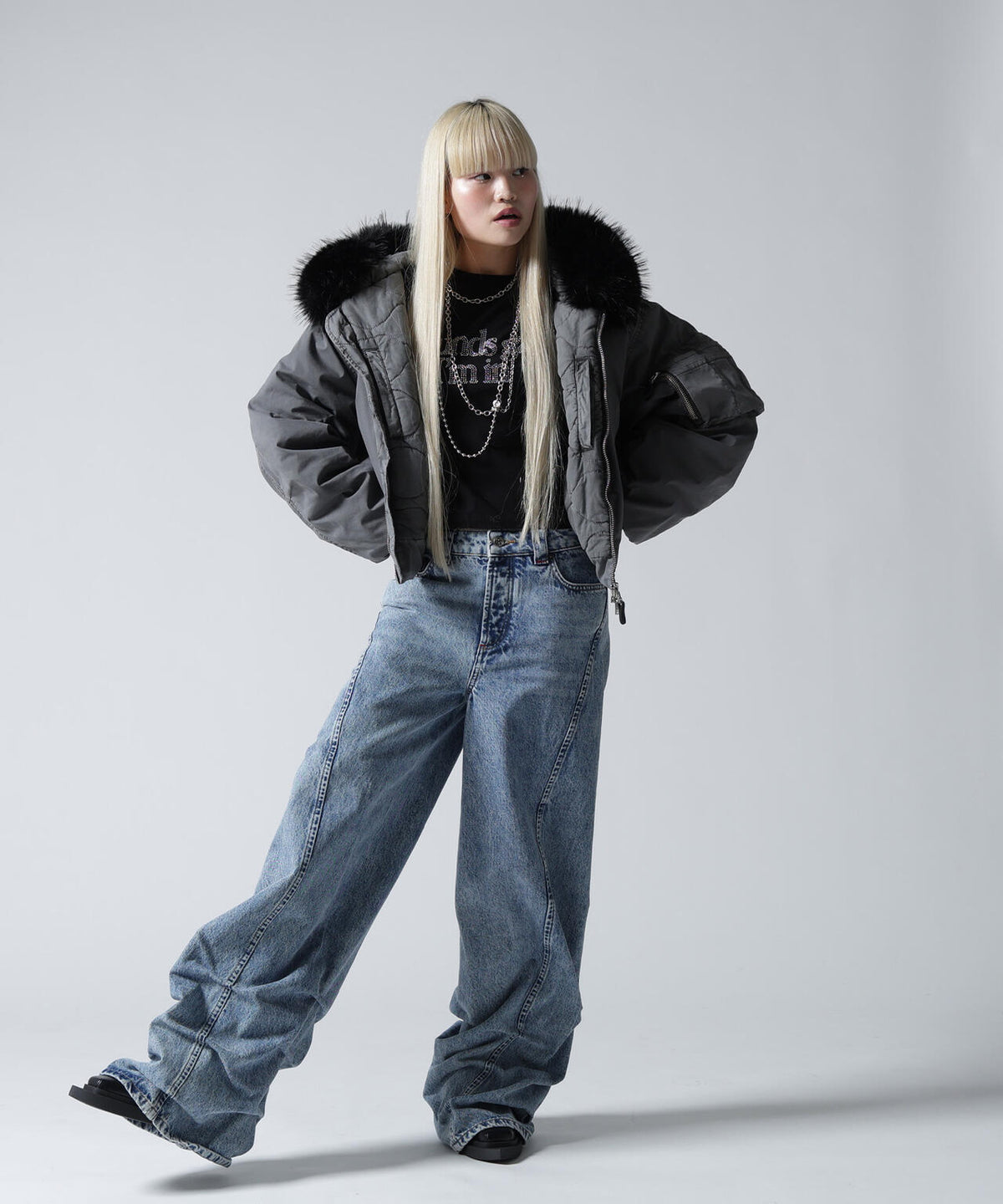 FR(13)NDS/フレンズ/WOMEN COTTON NYLON FUR BLOUSON