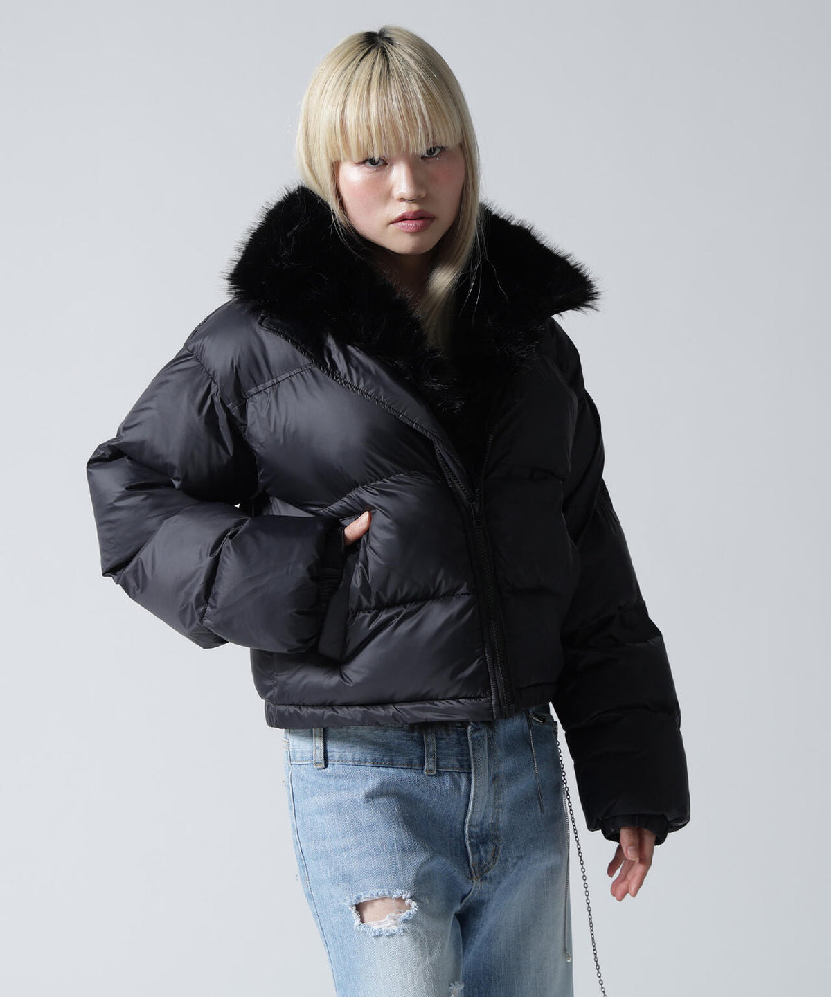 FR(13)NDS/フレンズ/WOMEN NYLON FUR STAND BLOUSON