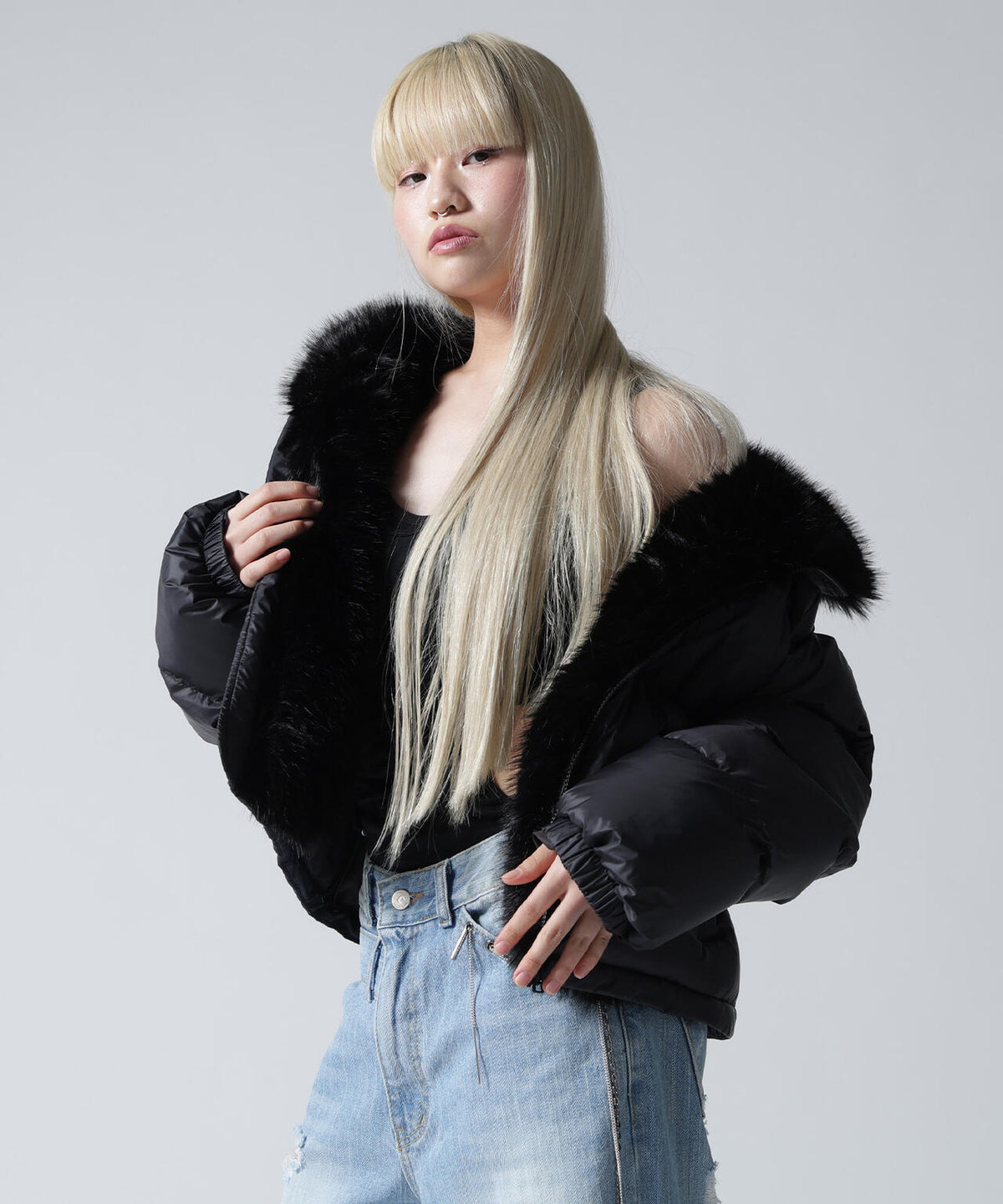 FR(13)NDS/フレンズ/WOMEN NYLON FUR STAND BLOUSON
