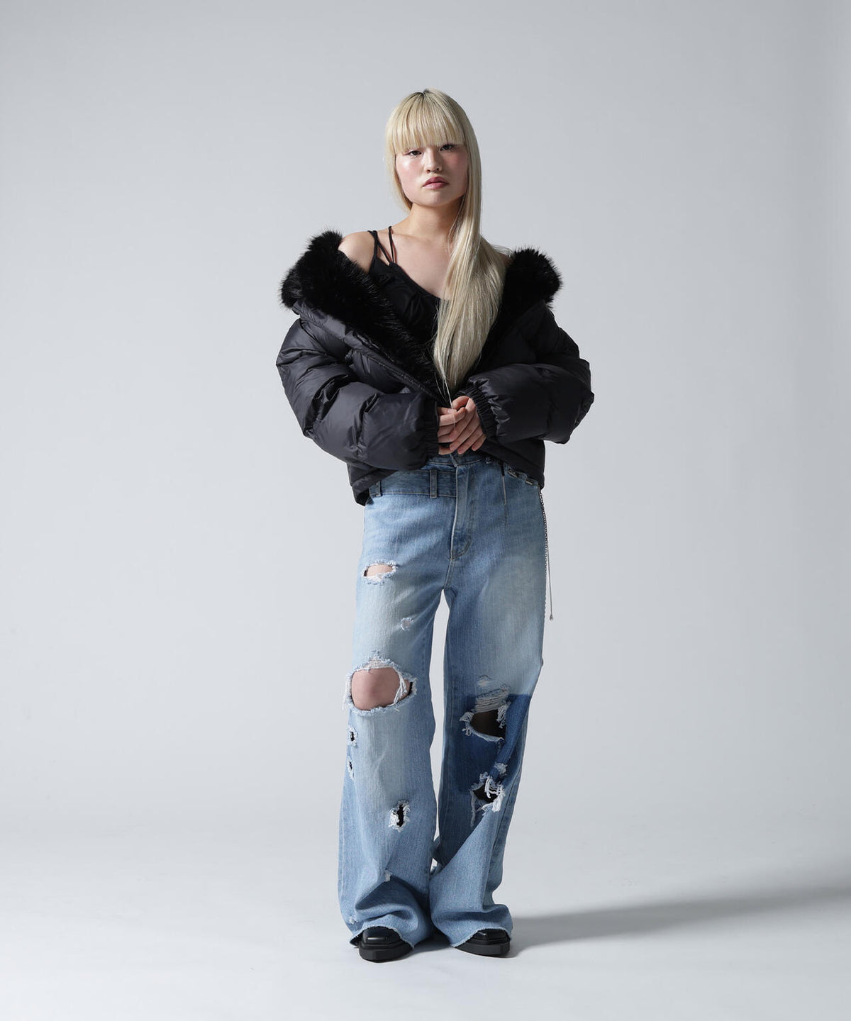 FR(13)NDS/フレンズ/WOMEN NYLON FUR STAND BLOUSON