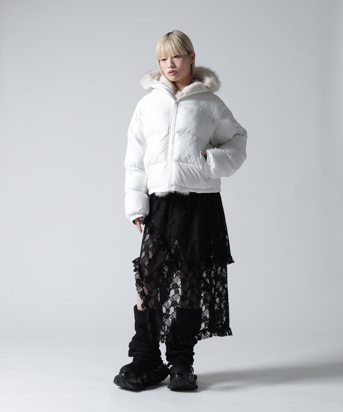 FR(13)NDS/フレンズ/WOMEN NYLON FUR HOOD BLOUSON