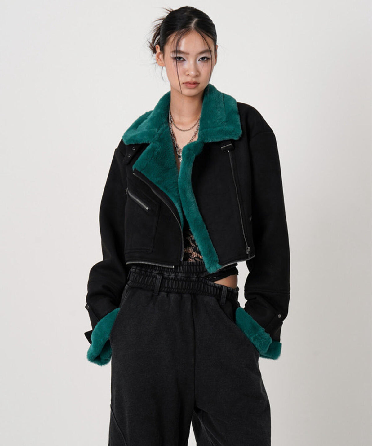 MITSUKI/ミツキ/2WAY FAUX SHEARLING JACKET