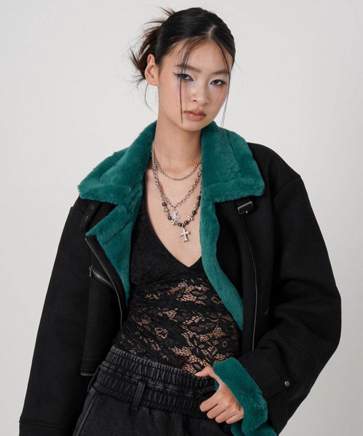 MITSUKI/ミツキ/2WAY FAUX SHEARLING JACKET