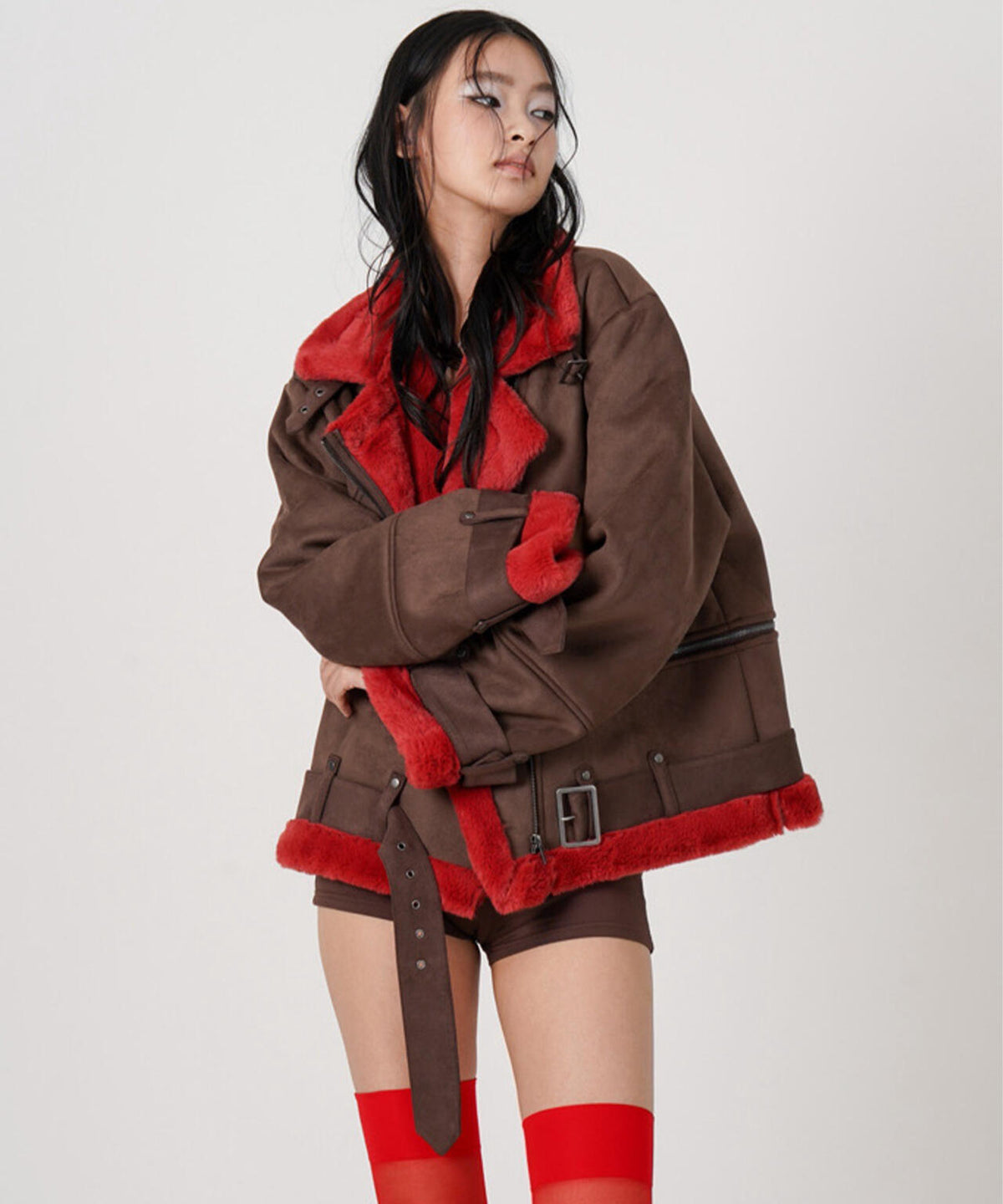 MITSUKI/ミツキ/2WAY FAUX SHEARLING JACKET