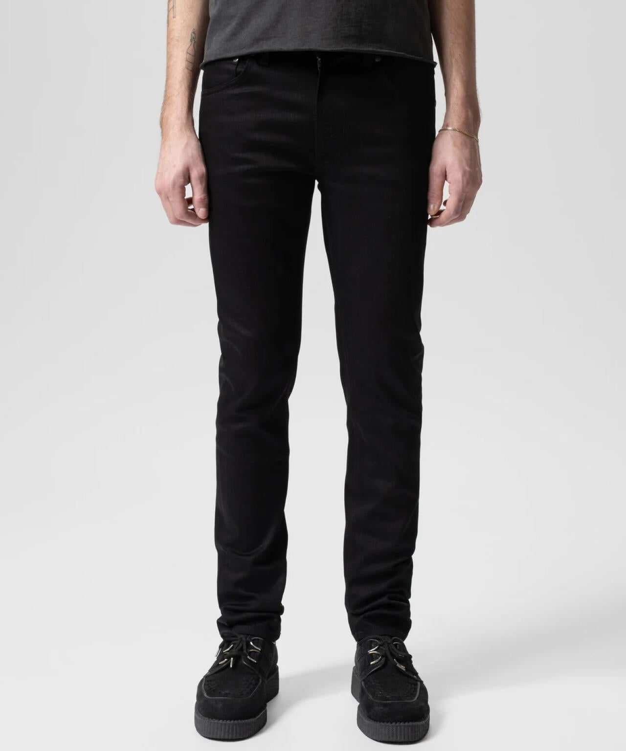 NUDIE JEANS/ヌーディージーンズ/LEAN DEAN /DRY EVER BLACK
