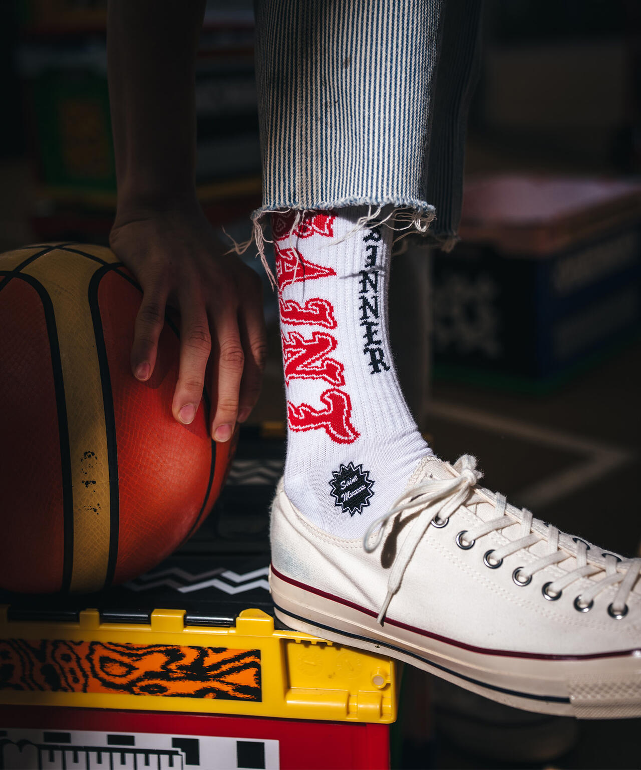 SAINT MICHAEL/セントマイケル/SOCKS/SAINT/WHITE+RED