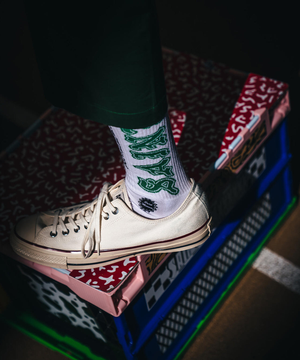 SAINT MICHAEL/セントマイケル/SOCKS/SAINT/WHITE+GREEN