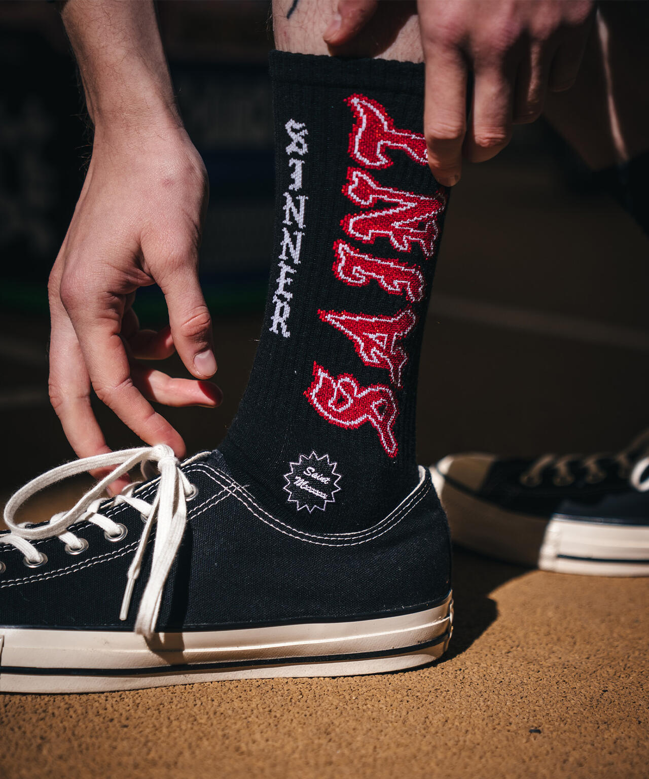 SAINT MICHAEL/セントマイケル/SOCKS/SAINT/BLACK+RED
