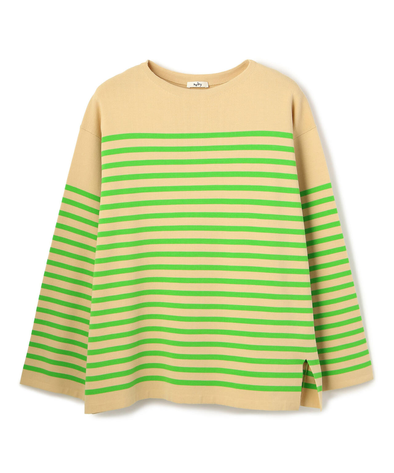 saby/サバイ/MILANO LIB BOAT NECK BORDER KNIT/ミラノリブボートネックニット