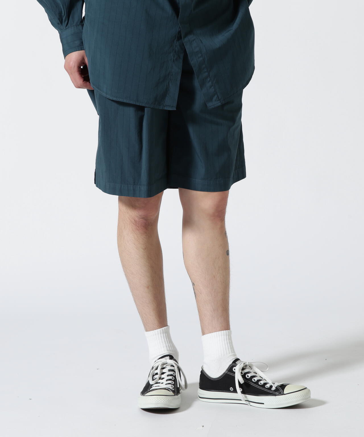 YOKE/ヨーク/Garment Dye Stripe Belted Wide Shorts