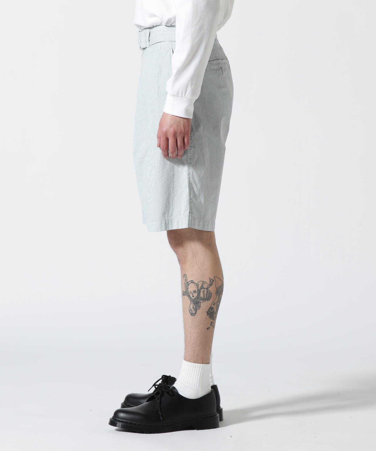 YOKE/ヨーク/Garment Dye Stripe Belted Wide Shorts