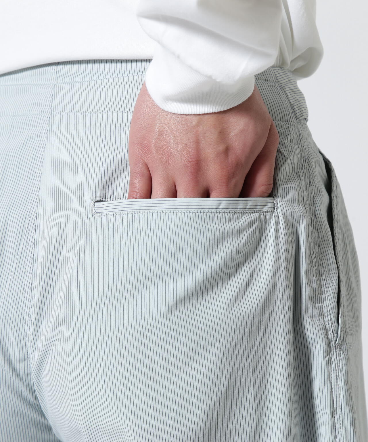 YOKE/ヨーク/Garment Dye Stripe Belted Wide Shorts