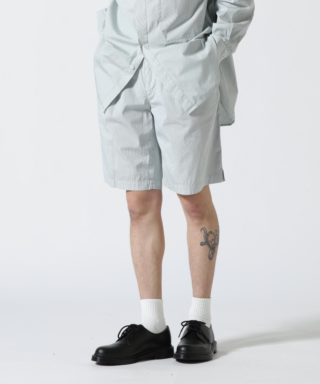 YOKE/ヨーク/Garment Dye Stripe Belted Wide Shorts