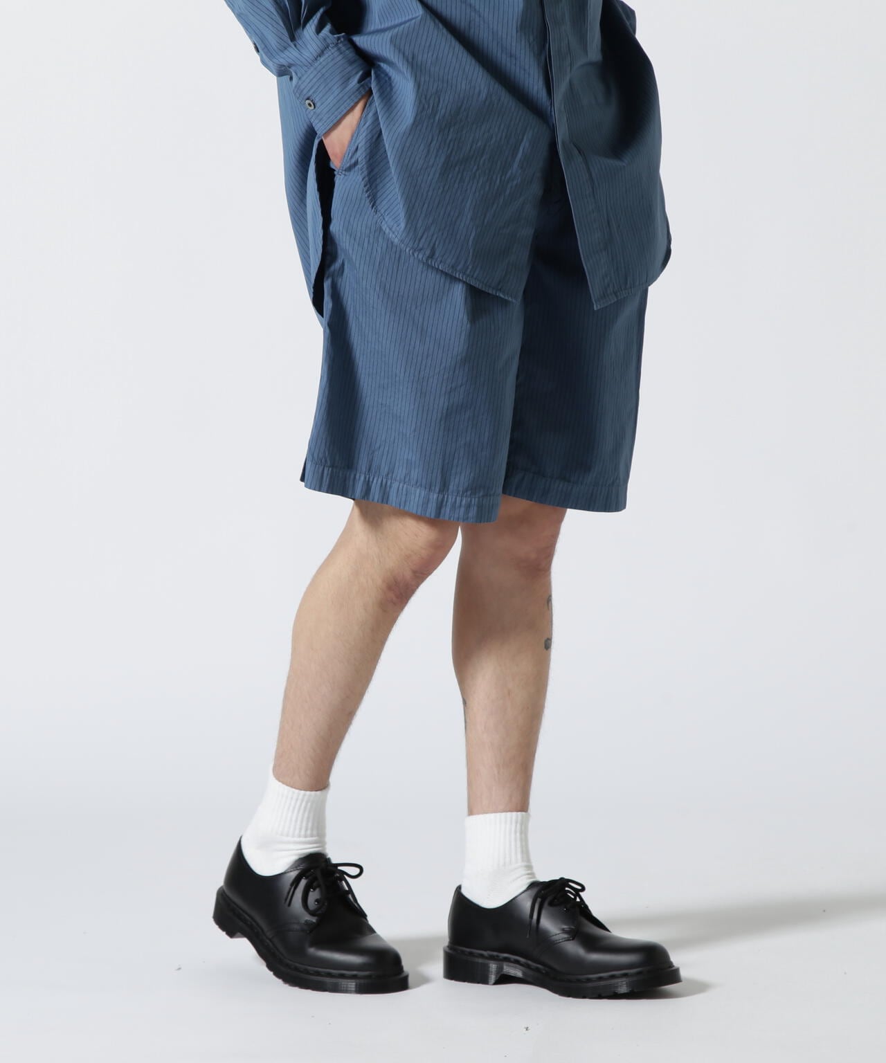 YOKE/ヨーク/Garment Dye Stripe Belted Wide Shorts