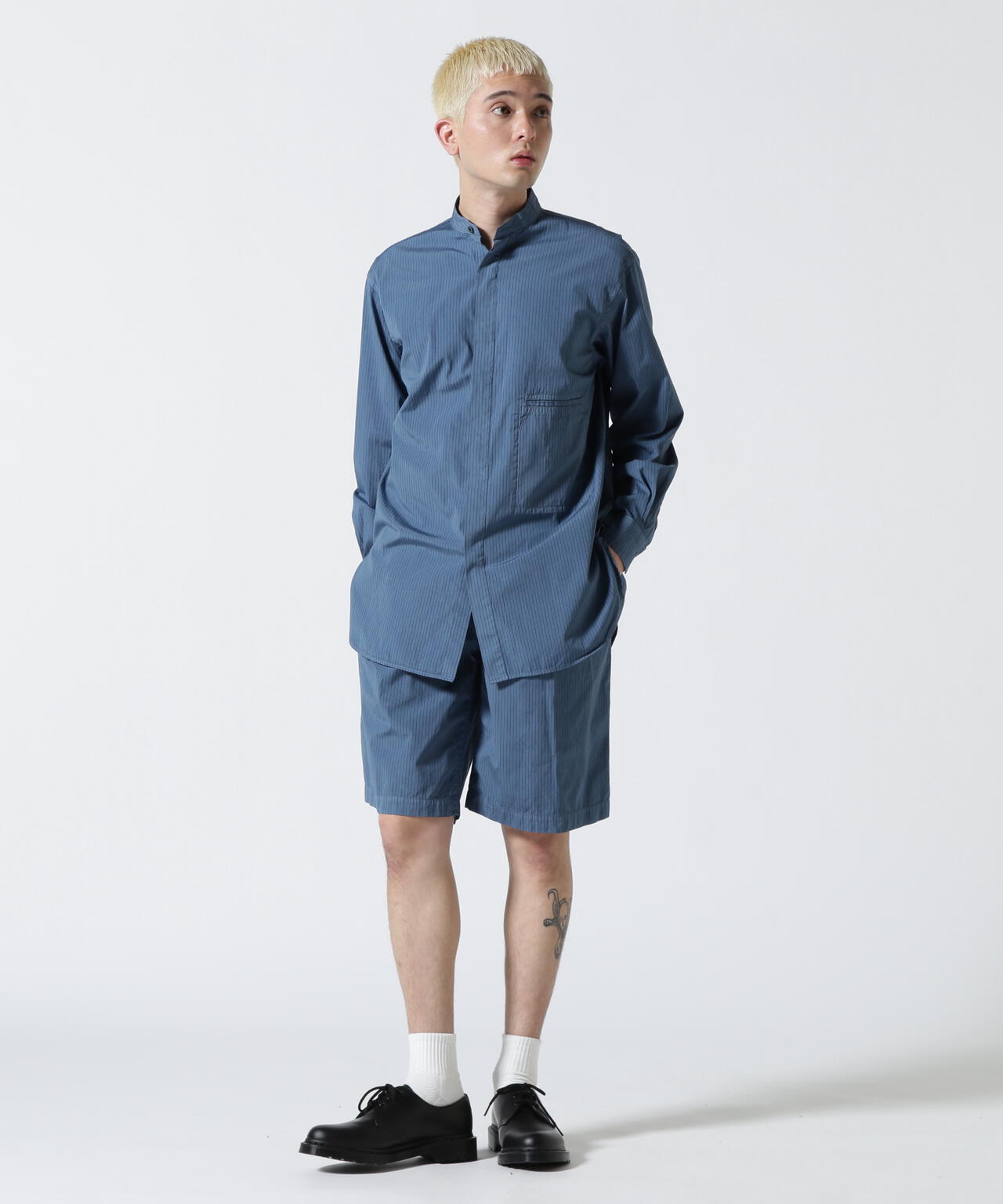 YOKE/ヨーク/Garment Dye Stripe Belted Wide Shorts