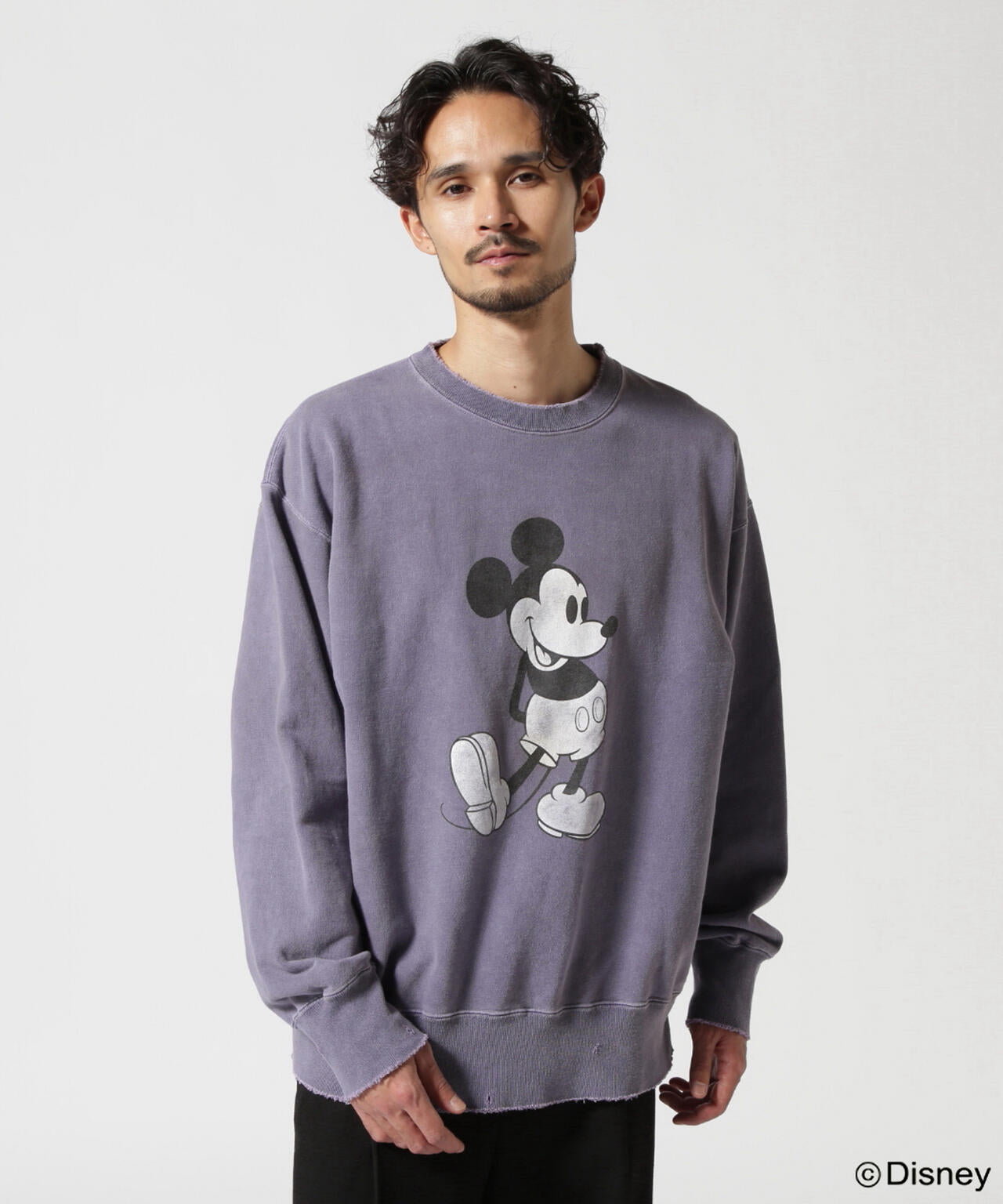 ANCELLM/ "MICKEY PRINT DAMAGE SWEAT SHIRT"