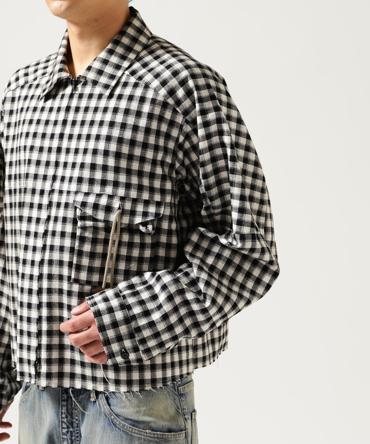 ANCELLM/アンセルム/C/R CHECK SHORT ZIPUP SHIRT