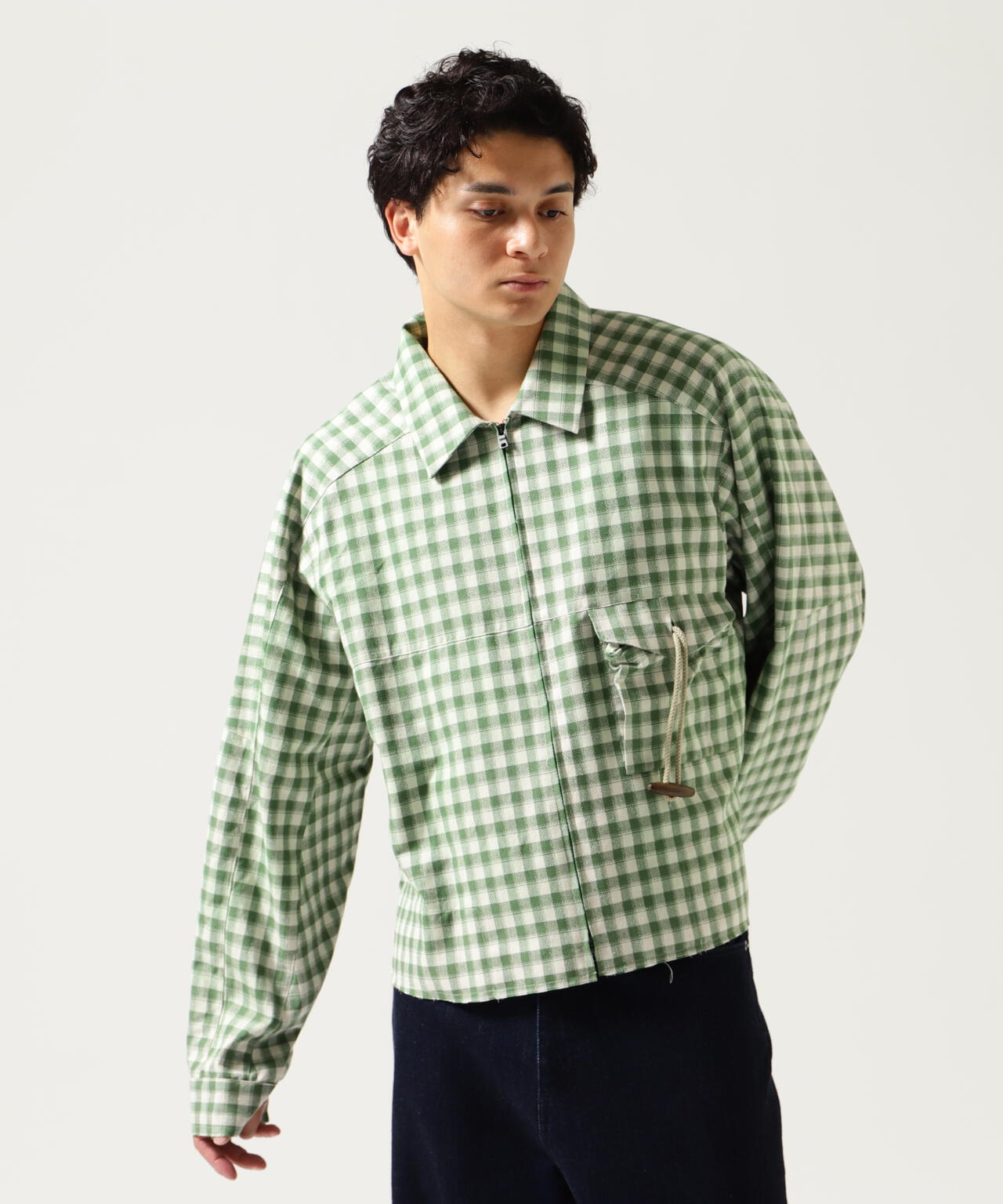 ANCELLM/アンセルム/C/R CHECK SHORT ZIPUP SHIRT
