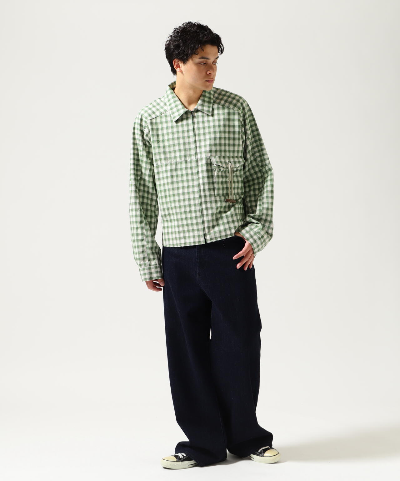 ANCELLM/アンセルム/C/R CHECK SHORT ZIPUP SHIRT