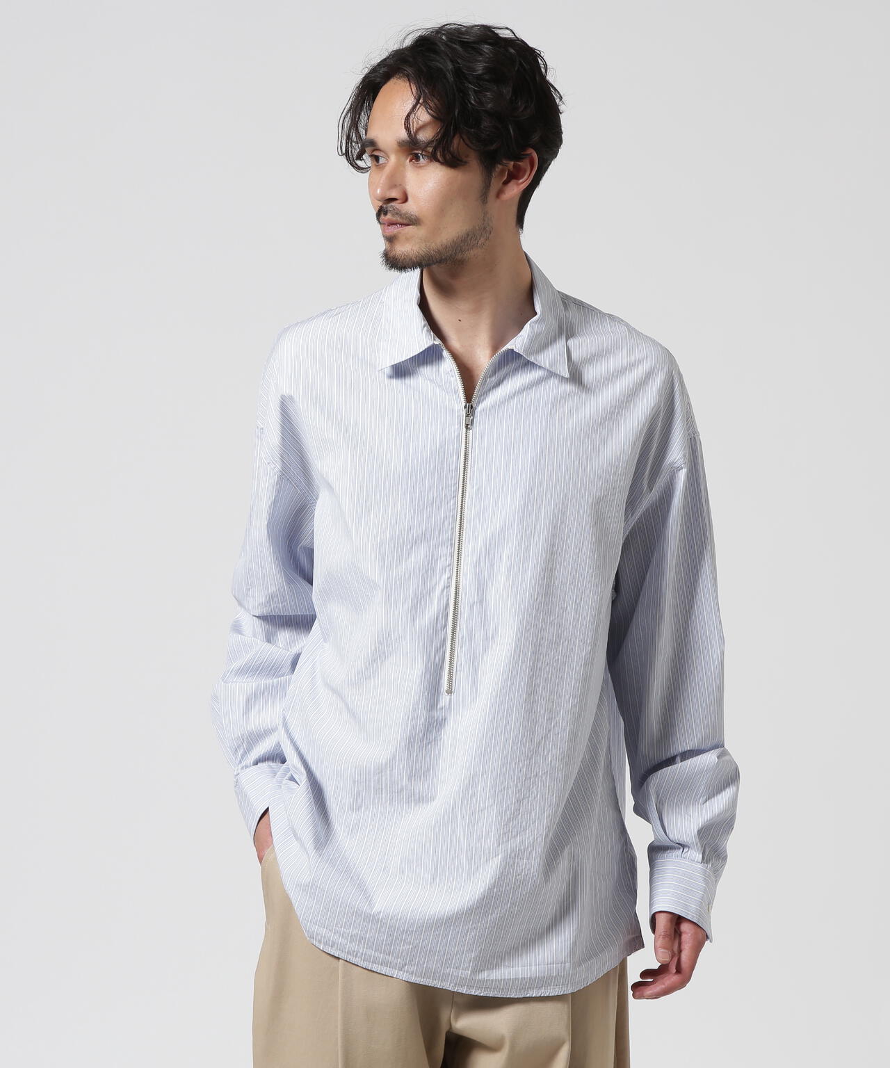 Toironier/トワロニエ/Stripe Half-Zip Shirt