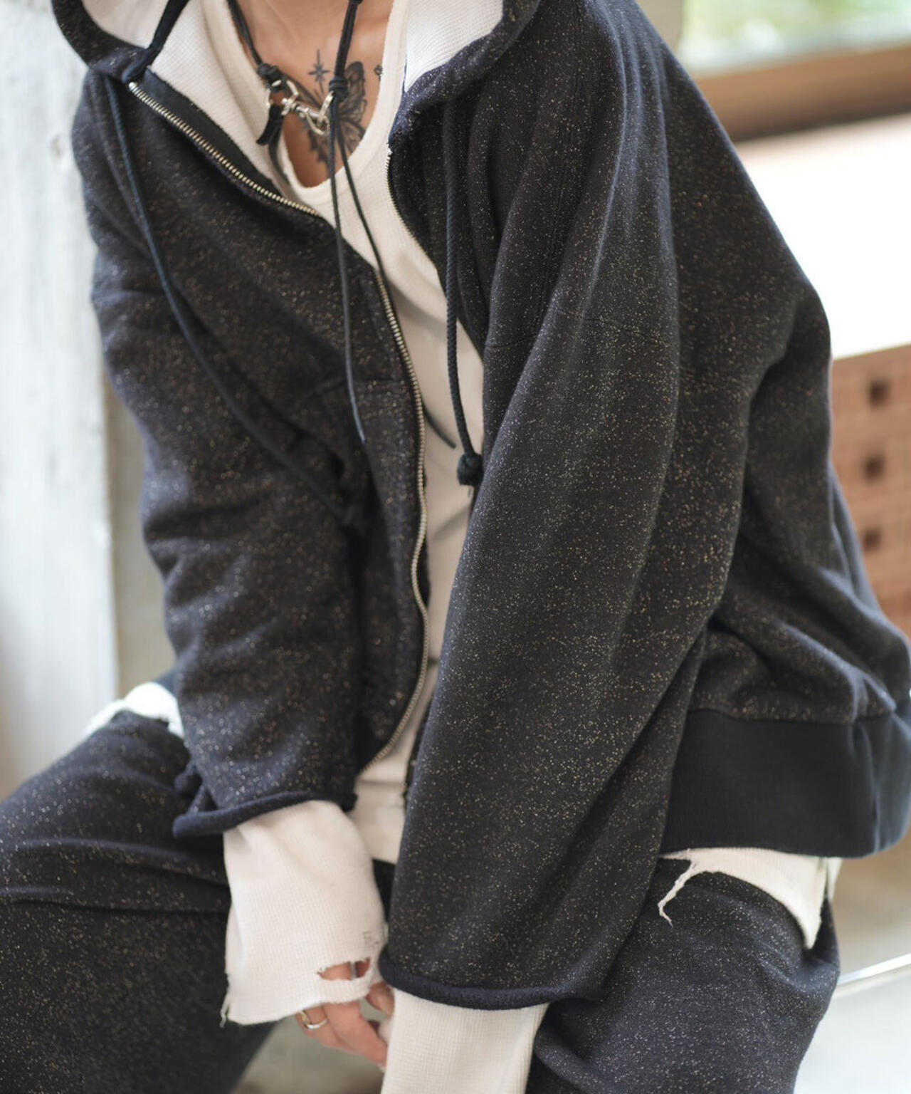 ANCELLM/アンセルム/LAYERED ZIP-UP HOODIE EX
