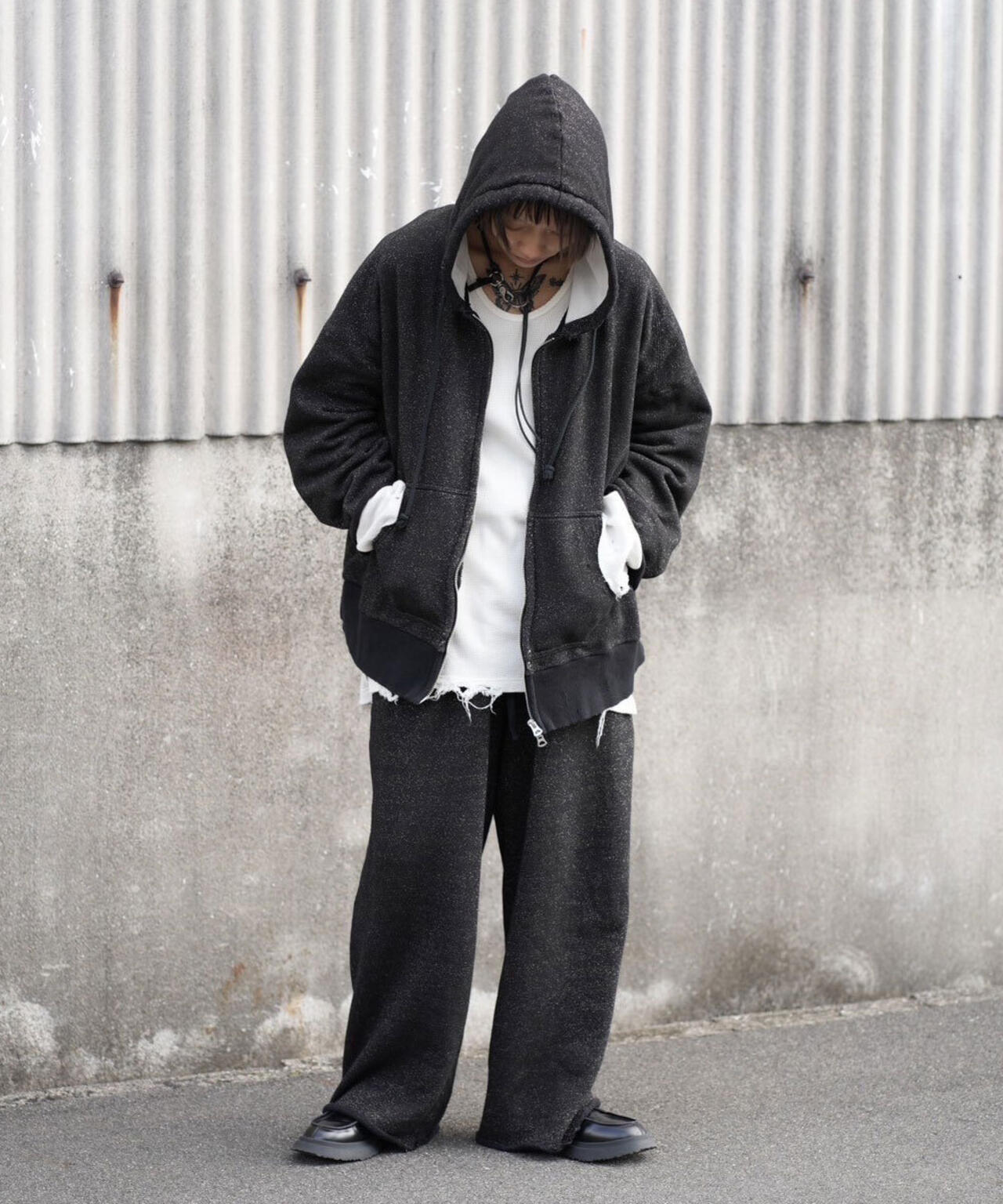 ANCELLM/アンセルム/LAYERED ZIP-UP HOODIE EX