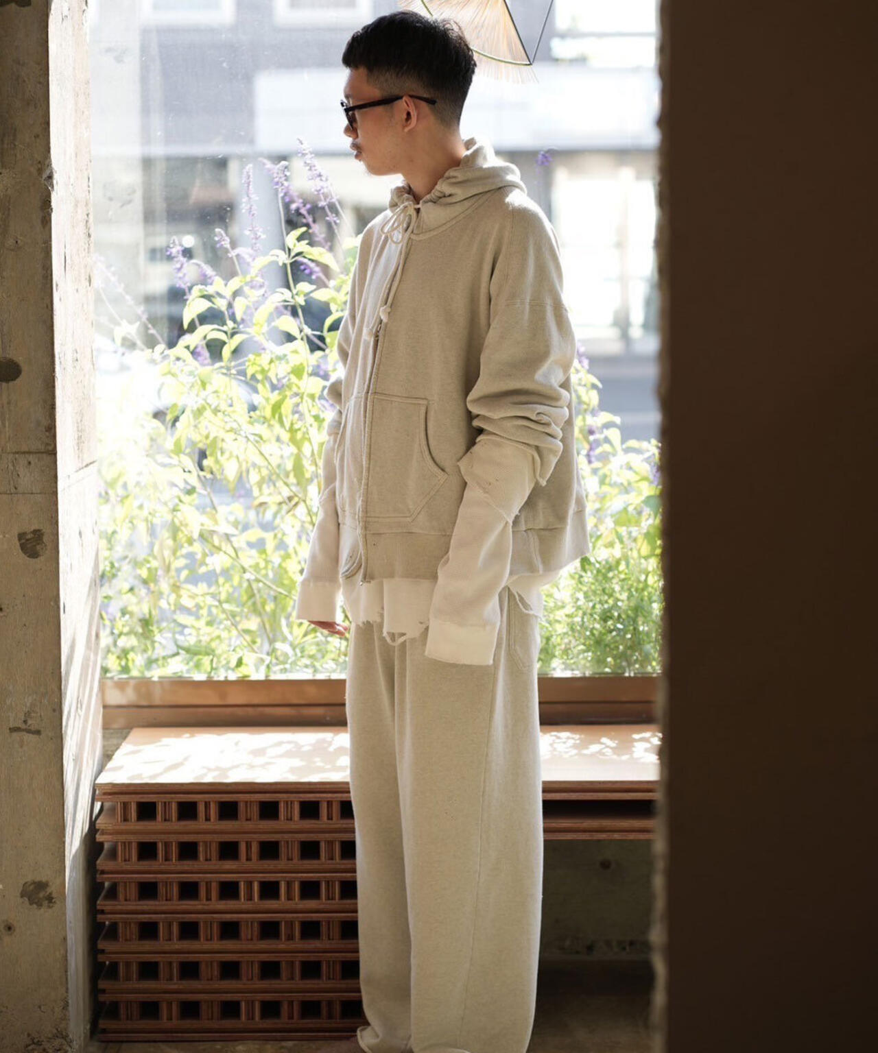 ANCELLM/アンセルム/LAYERED ZIP-UP HOODIE EX