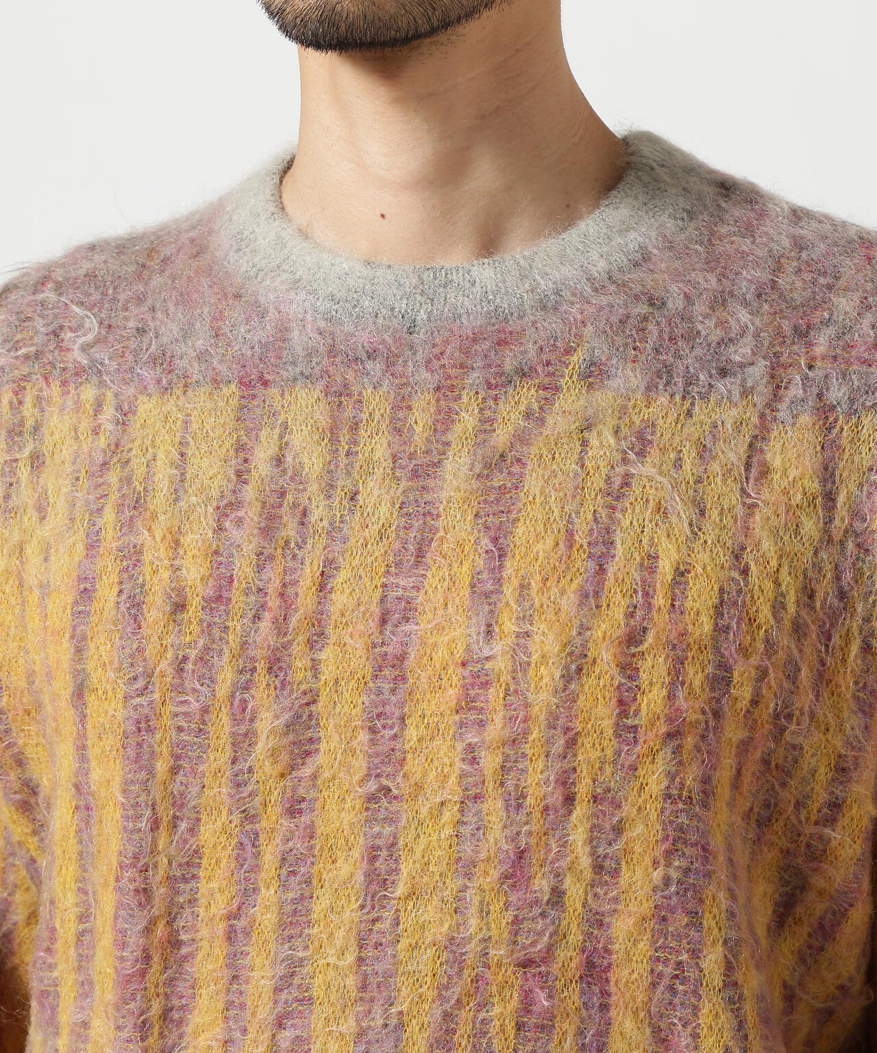YOKE/ヨーク/KID MOHAIR WOOL BRUSHED TREE JAQUARD SWEATER